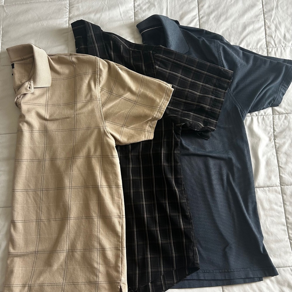 Lot of 3 Van Heusen Mens XL Short Sleeve Shirts 2 Polo 1 Button up
